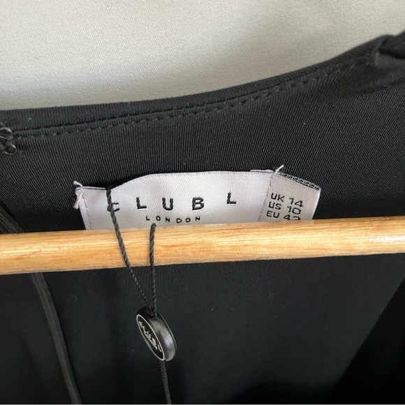 Club L London Corelle Black Long Sleeve Sweet Heart Twist Detail Mini Dress - Picture 5 of 6